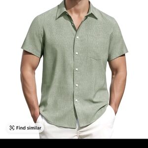 Men's Short-Sleeve Button-Up Shirt in Sage Green